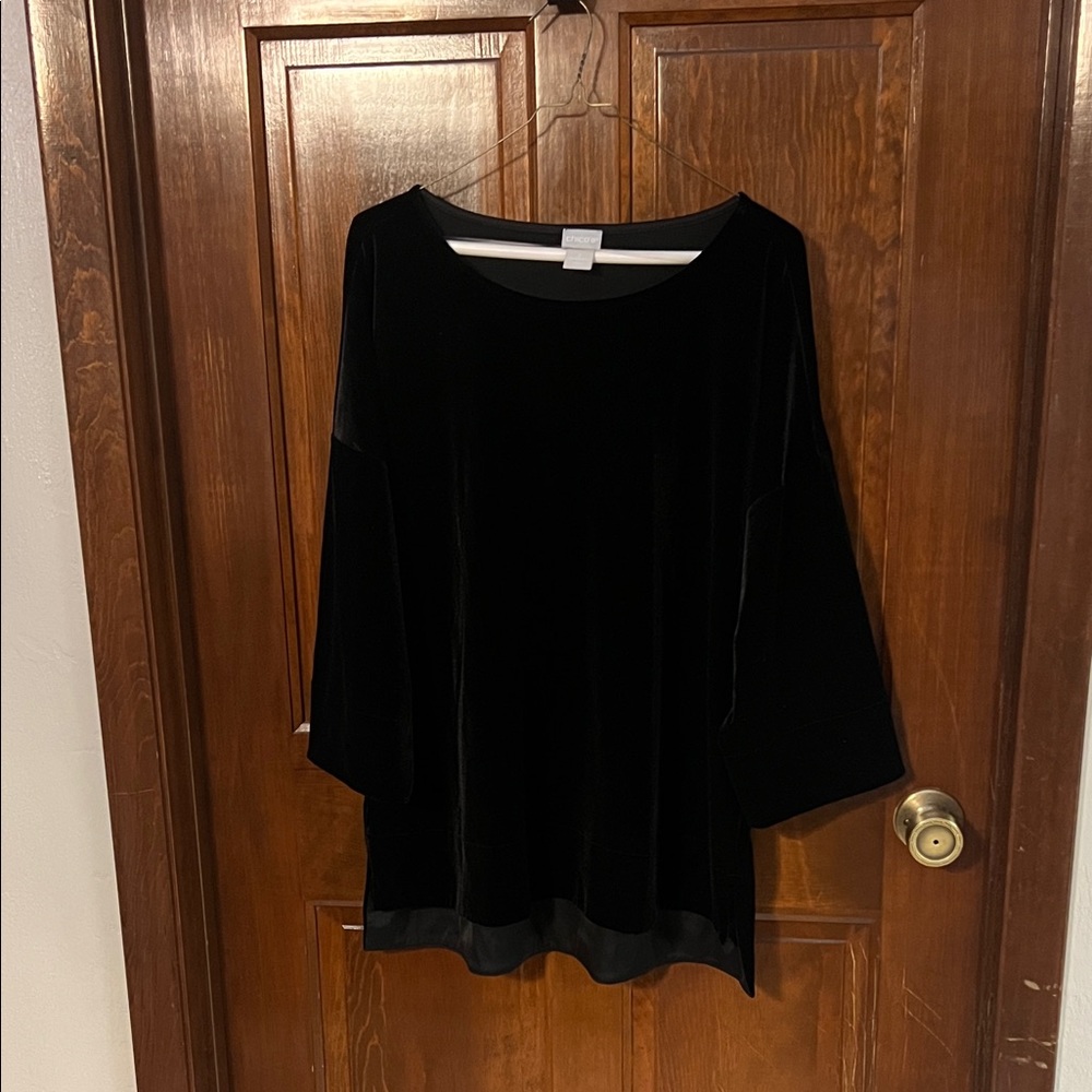 Chico's Elegant Black Velvet Blouse